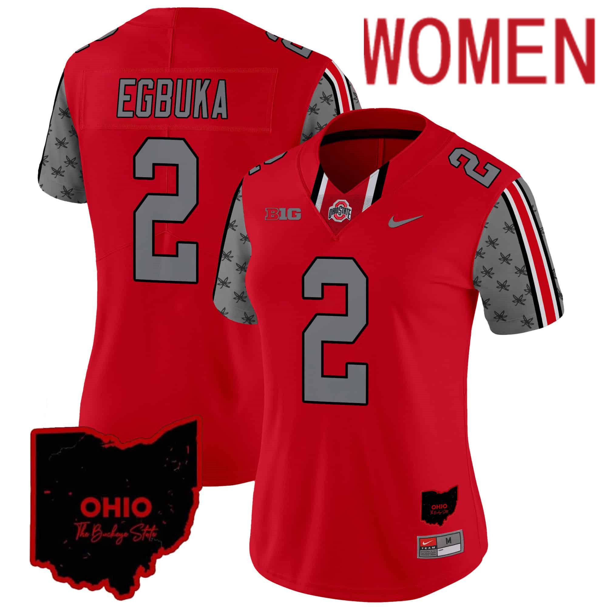 Women Ohio State Buckeyes #2 Egbuka Red 2024 Nike Home Patch Vapor Limited NCAA Jersey